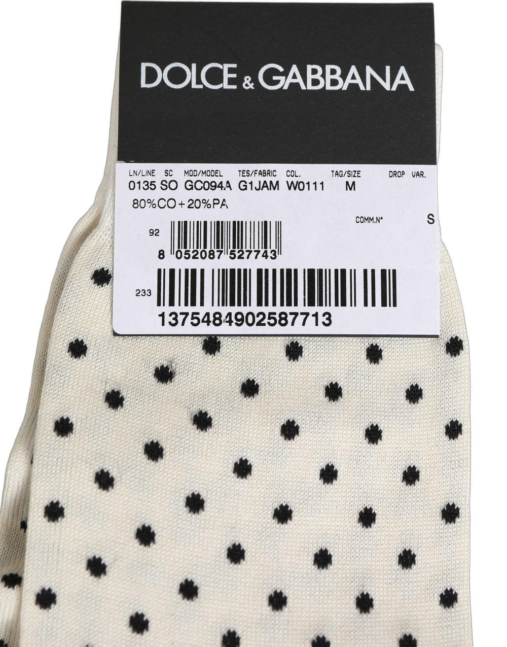 Dolce & Gabbana Βαμβακερές Κάλτσες με Πουά Σχέδιο σε Εκρού