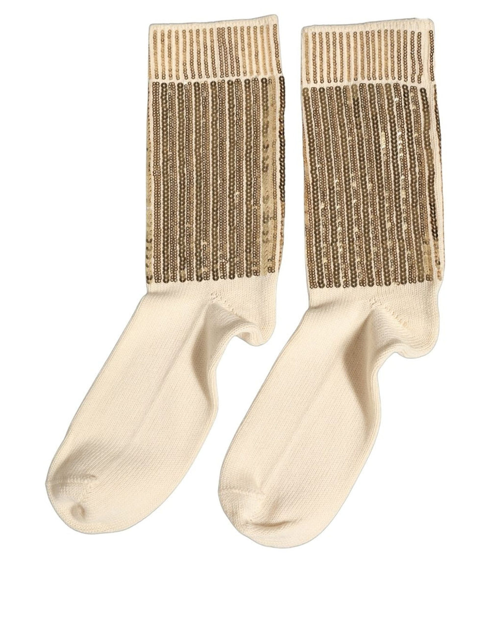 Dolce & Gabbana Cotton and Virgin Wool Sequin Socks in Off White