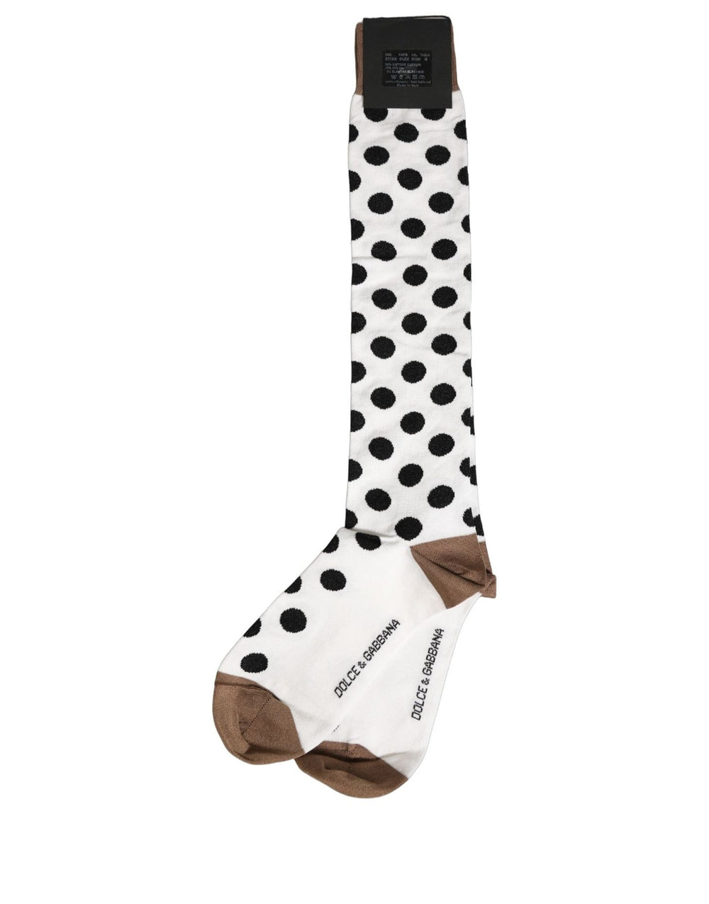 Dolce & Gabbana Cotton Blend Over-the-Calf Socks in White with Polka Dot Pattern