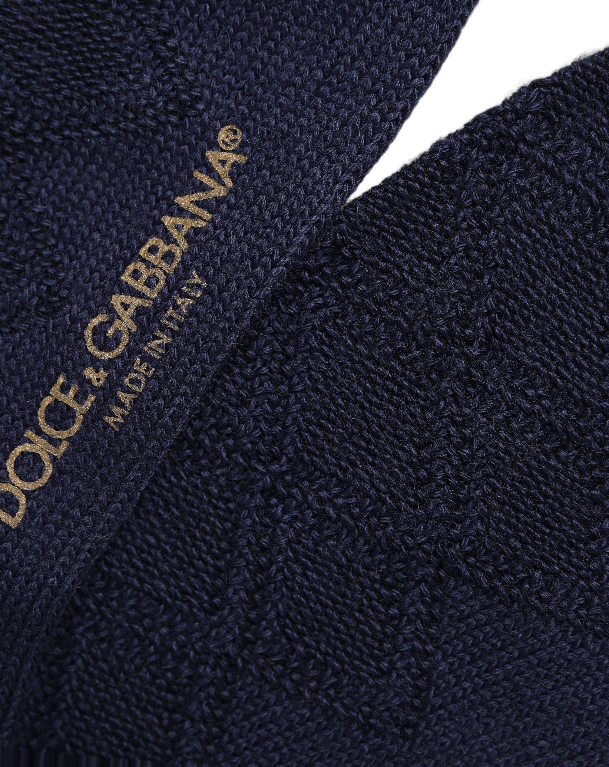 Dolce & Gabbana Wool Blend Knee-High Socks in Navy Blue