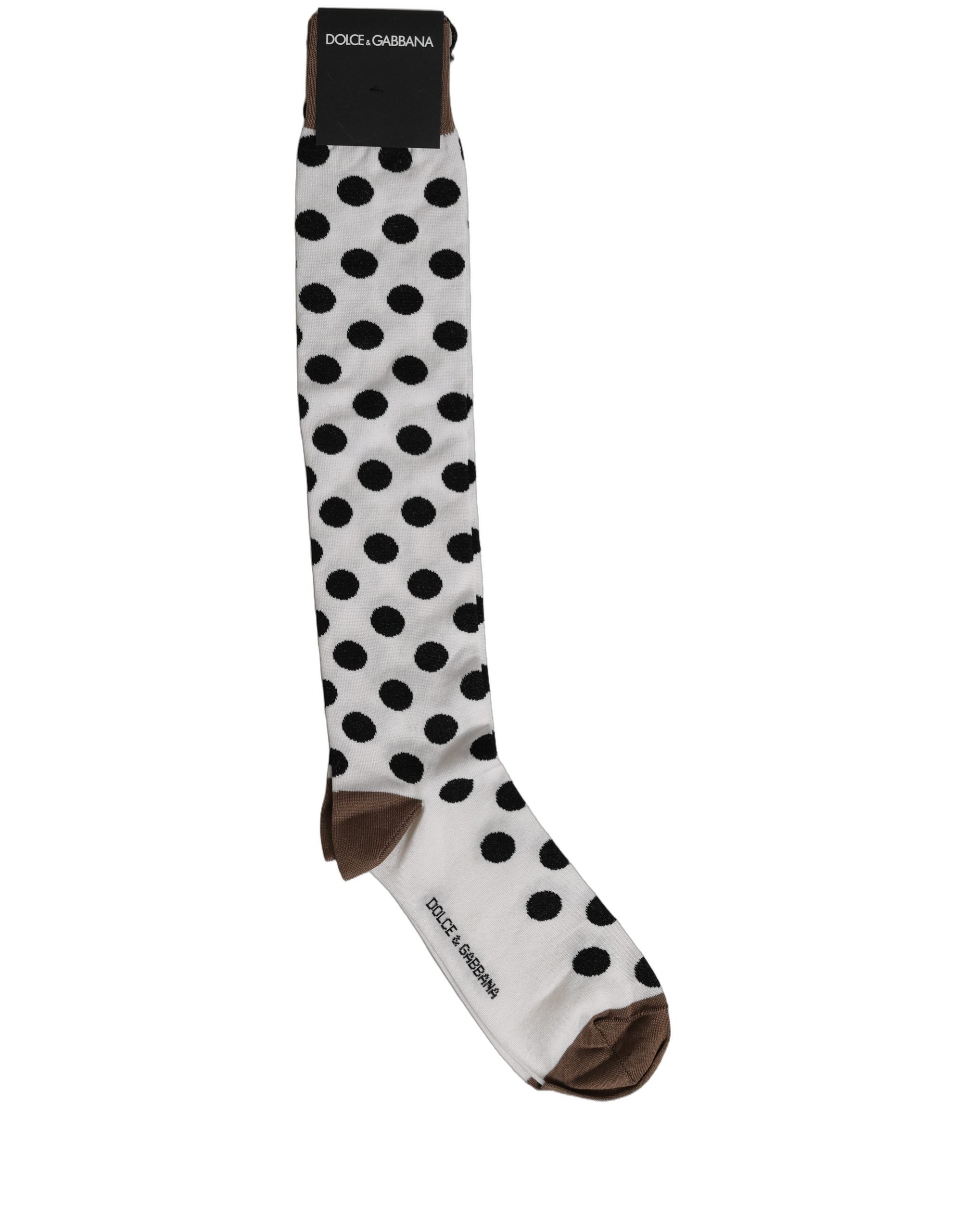 Dolce & Gabbana Polka Dot Over-the-Calf Socks in White