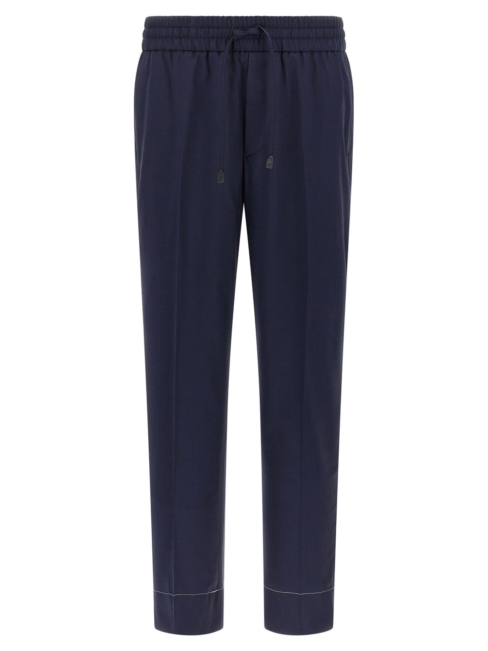 Blue Wool Casual Pants