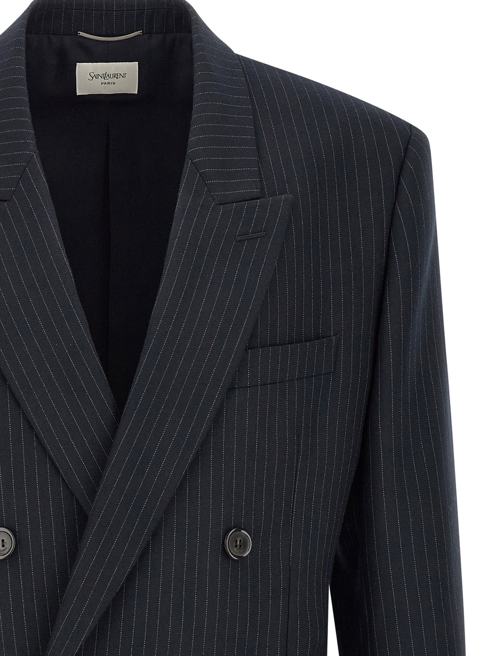 Saint Laurent Σακάκι από Παρθένο Μαλλί σε Σκούρο Μπλε