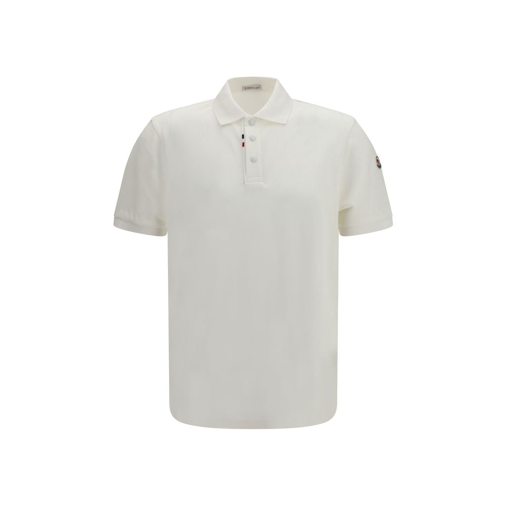 Moncler 100% Cotton Piqué Polo Shirt in White