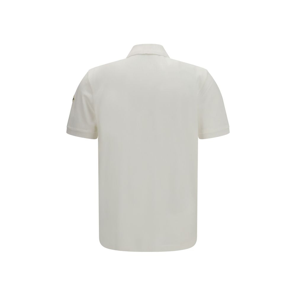Moncler 100% Cotton Piqué Polo Shirt in White
