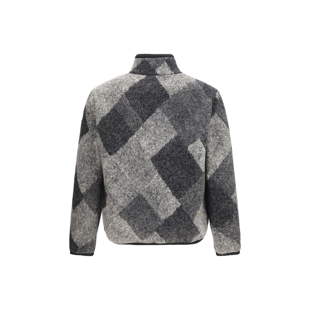 Moncler Wool Blend Hooded Zip Cardigan in Grey