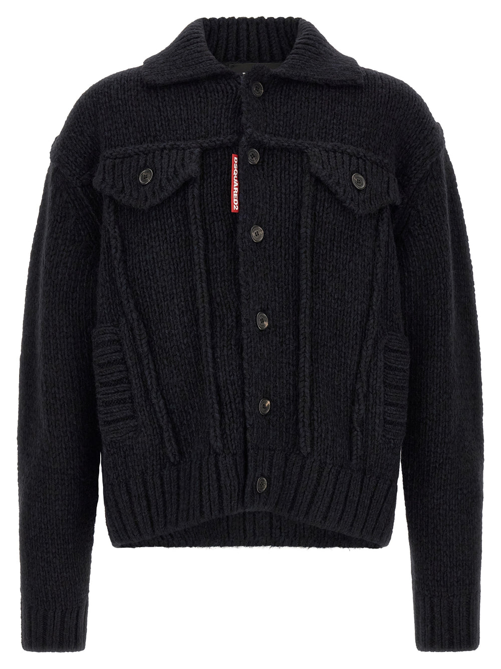 Dsquared² Alpaca and Virgin Wool Blend Cardigan in Blue