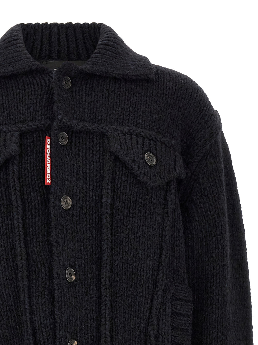 Dsquared² Alpaca and Virgin Wool Blend Cardigan in Blue