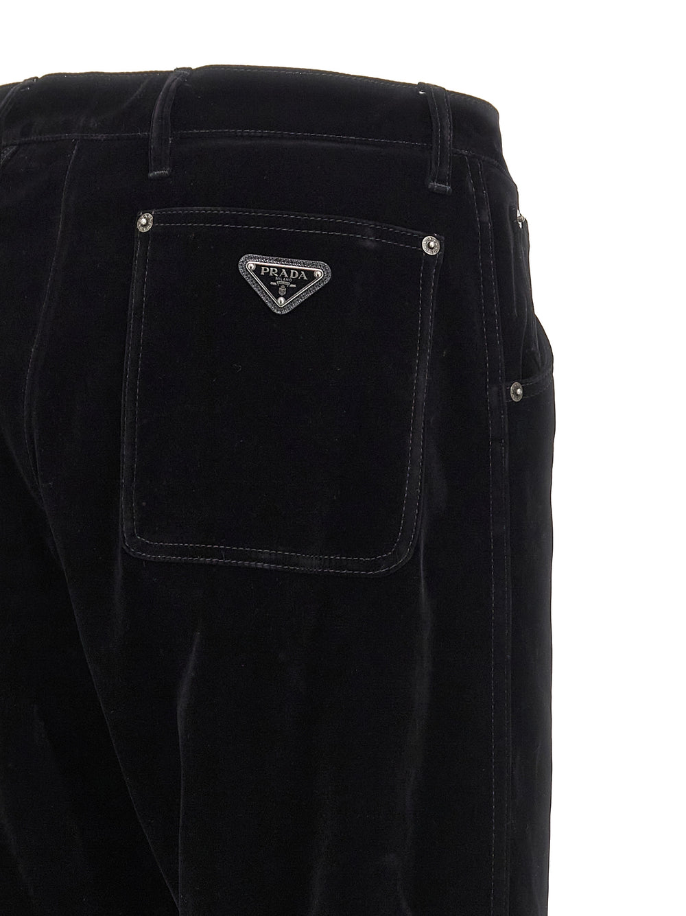 Prada Cotton Blend Trousers in Black