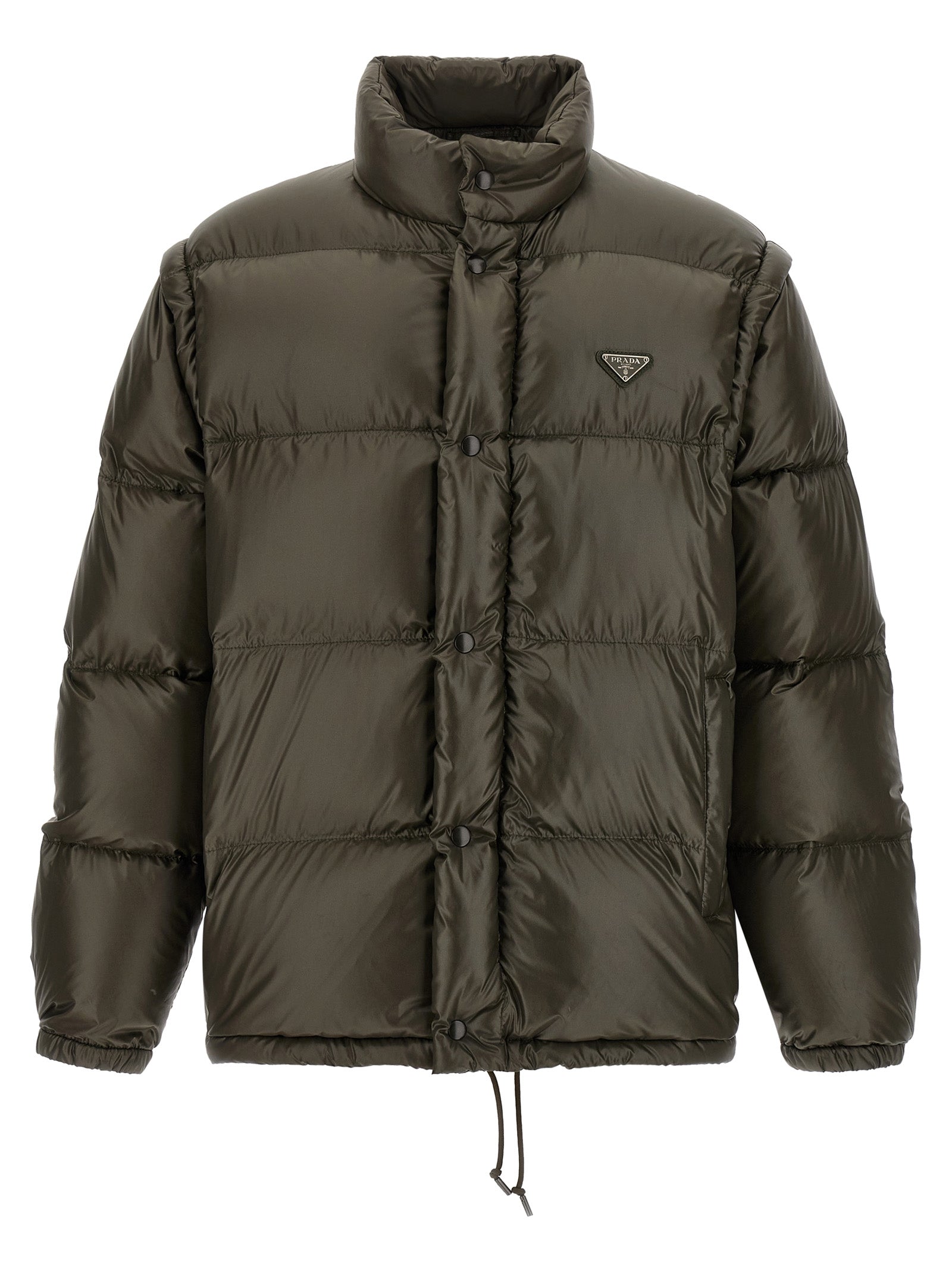 Prada Recycled Polyamide Full-Length Quilted Jacket in Gray