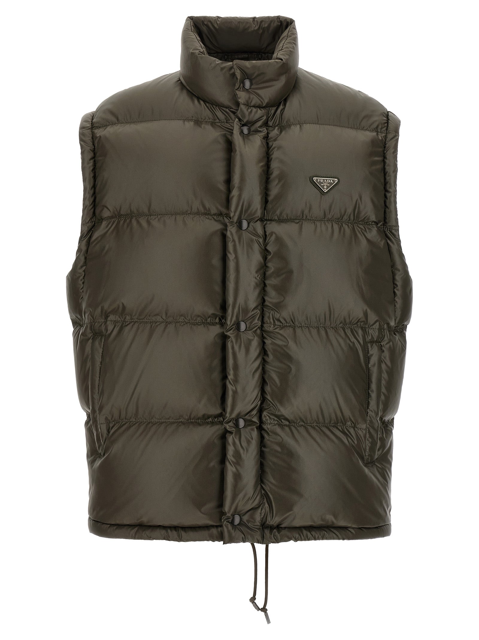 Prada Recycled Polyamide Full-Length Quilted Jacket in Gray