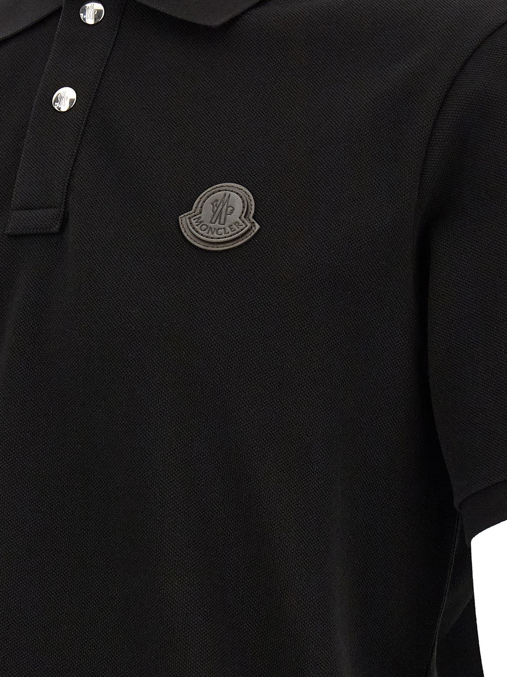 Moncler Cotton Piqué Polo Shirt in Black
