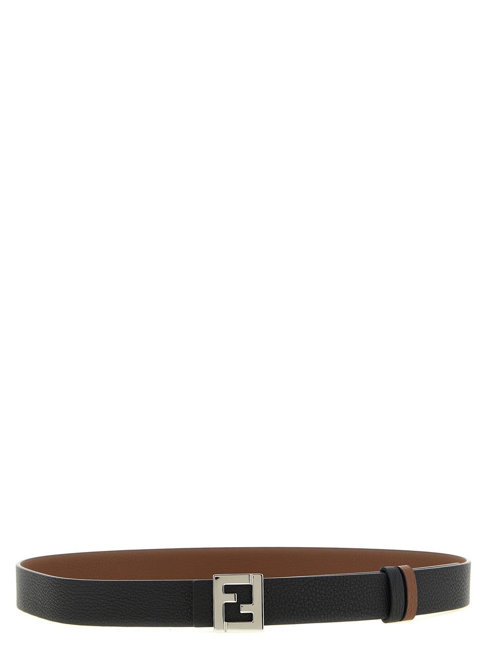 Fendi Reversible Calfskin Belt in Black and Dark Brown