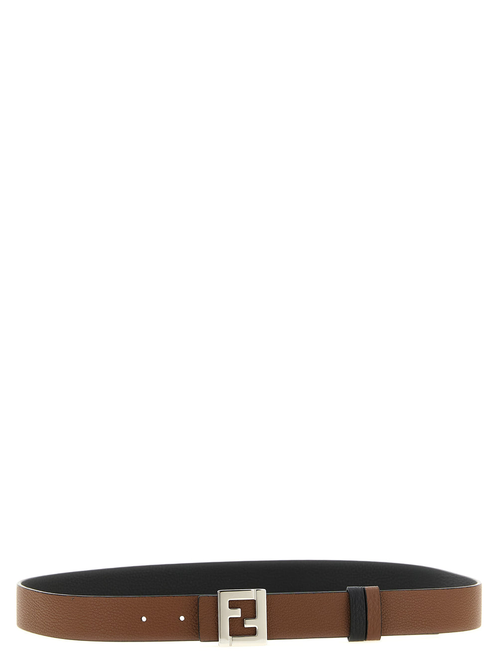 Fendi Reversible Calfskin Belt in Black and Dark Brown