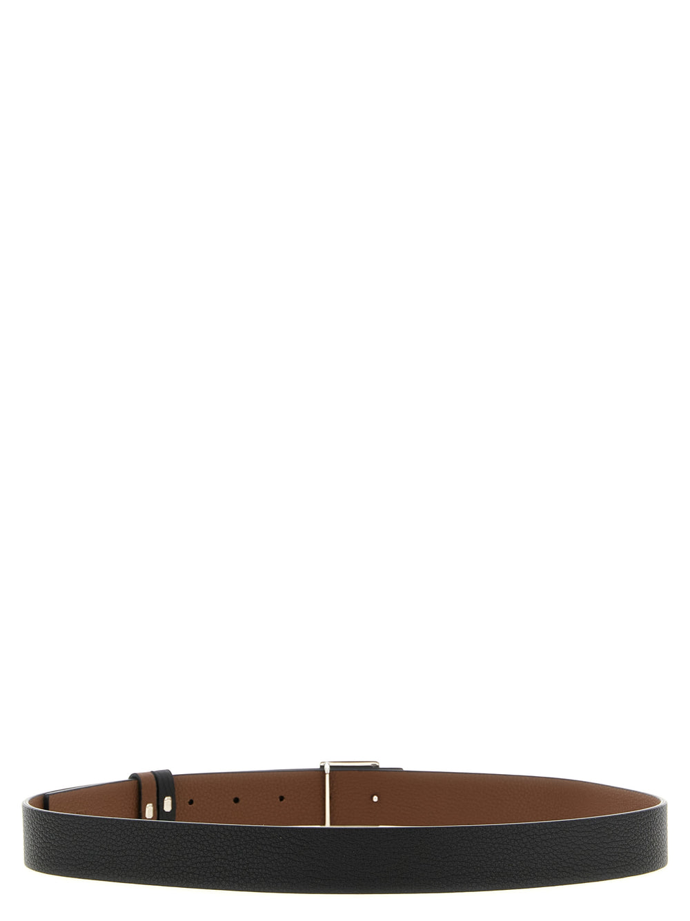 Fendi Reversible Calfskin Belt in Black and Dark Brown
