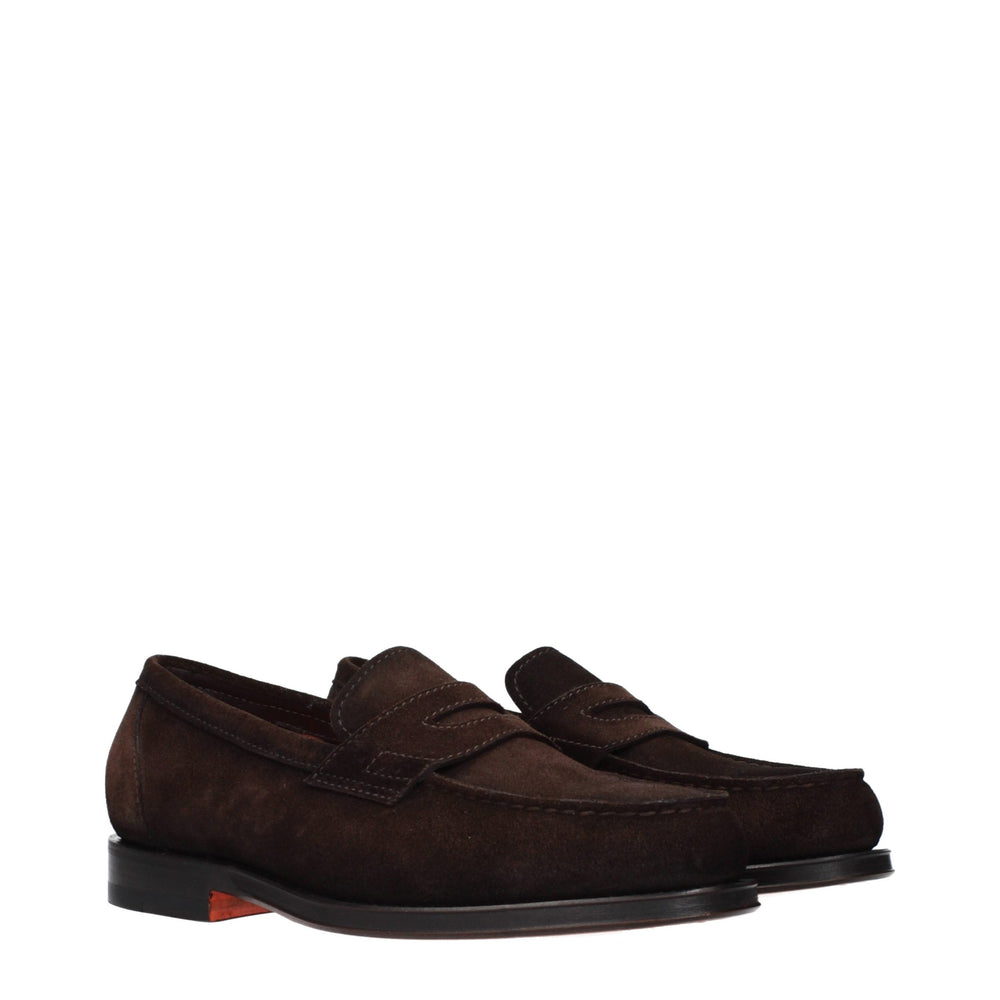 Santoni Slip-On Loafers από Σουέντ σε Καφέ