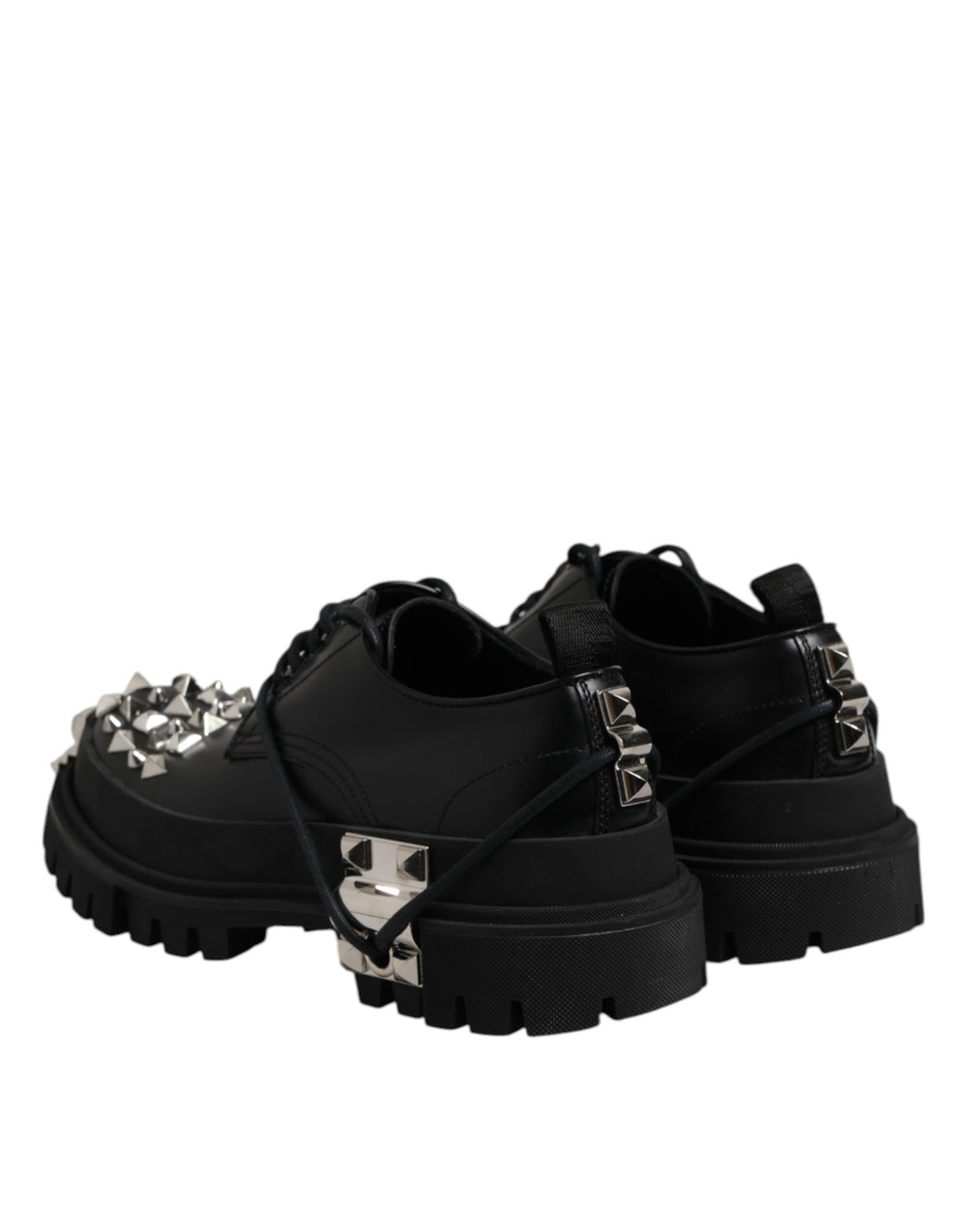 Black Studded Leather Hi-Trekking Derby Men Shoes