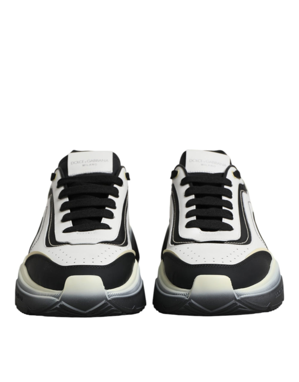 Dolce & Gabbana Daymaster Two-Tone Calf Leather Sneakers in White and Black