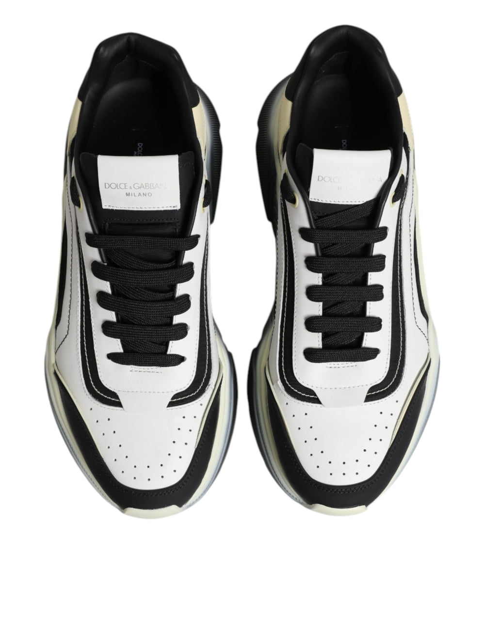 Dolce & Gabbana Daymaster Two-Tone Calf Leather Sneakers in White and Black