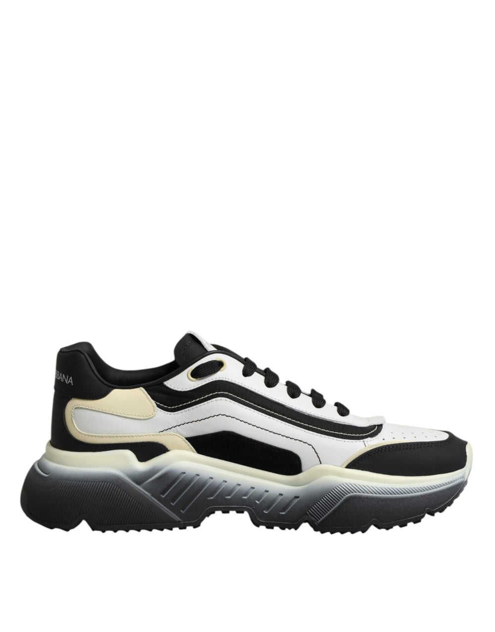 Dolce & Gabbana Daymaster Two-Tone Calf Leather Sneakers in White and Black