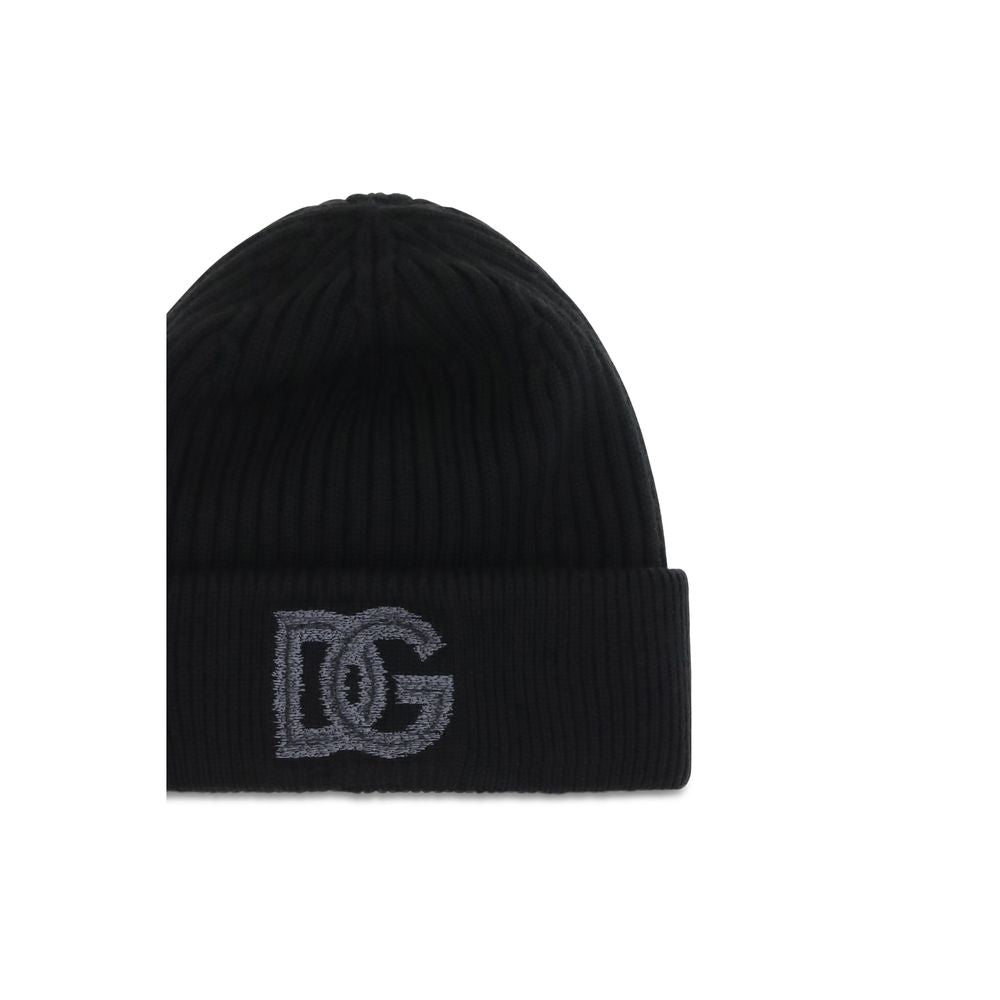 Dolce & Gabbana 70% Merino Wool Beanie in Black