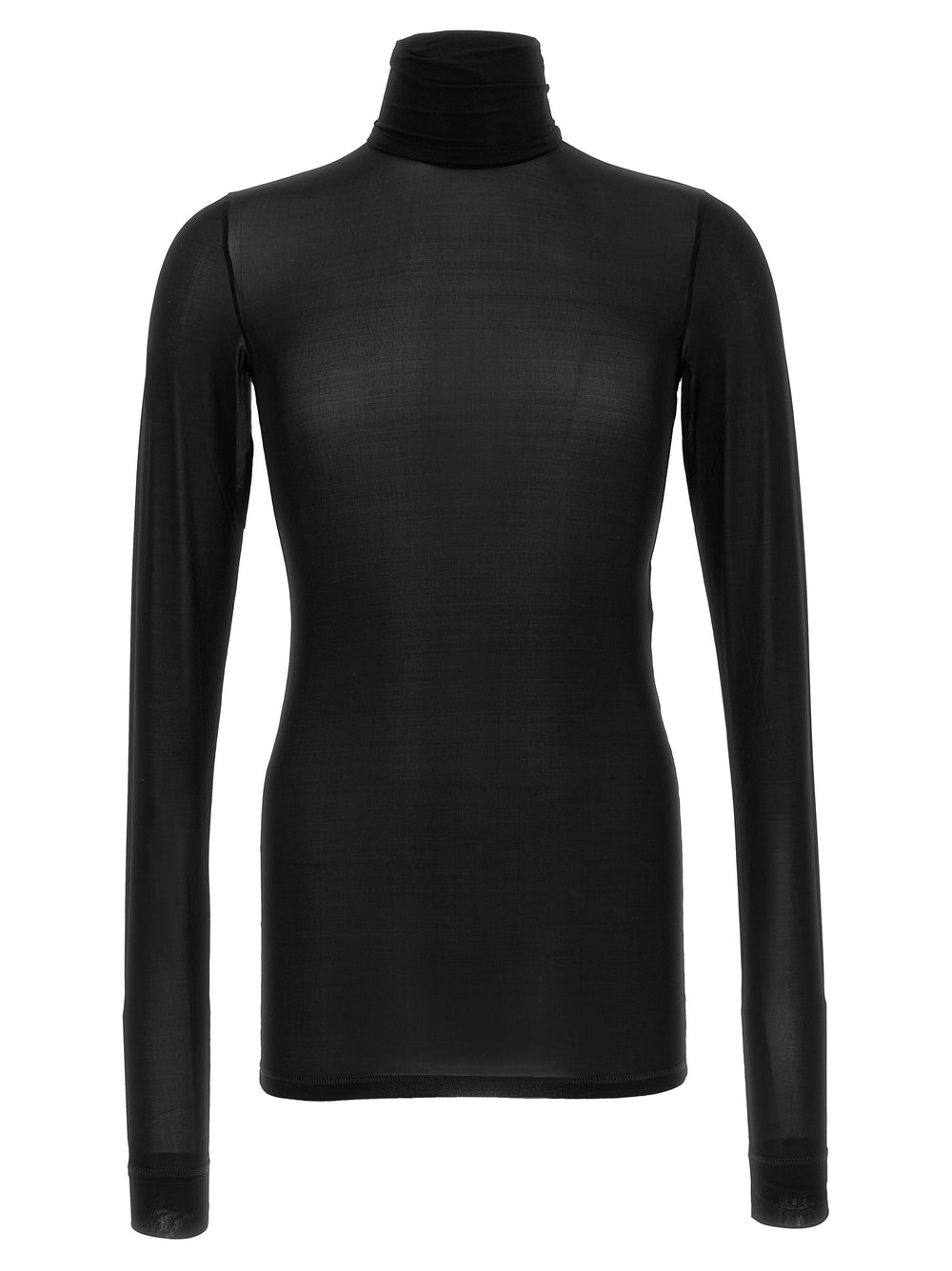 Saint Laurent Cupro-Blend Turtleneck Top in Black