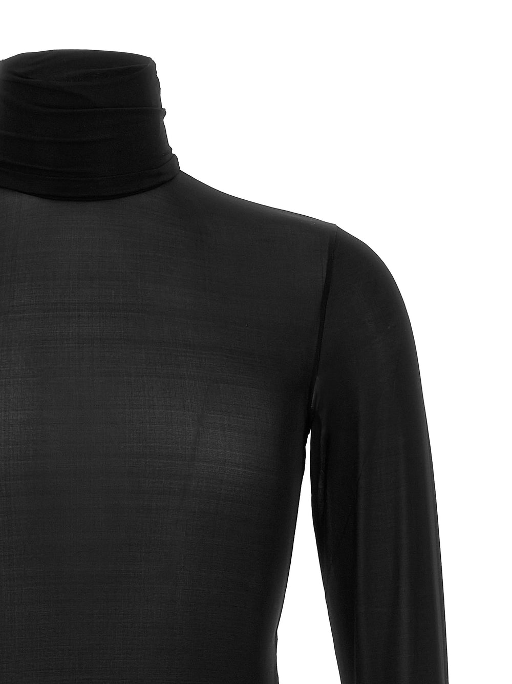Saint Laurent Cupro-Blend Turtleneck Top in Black