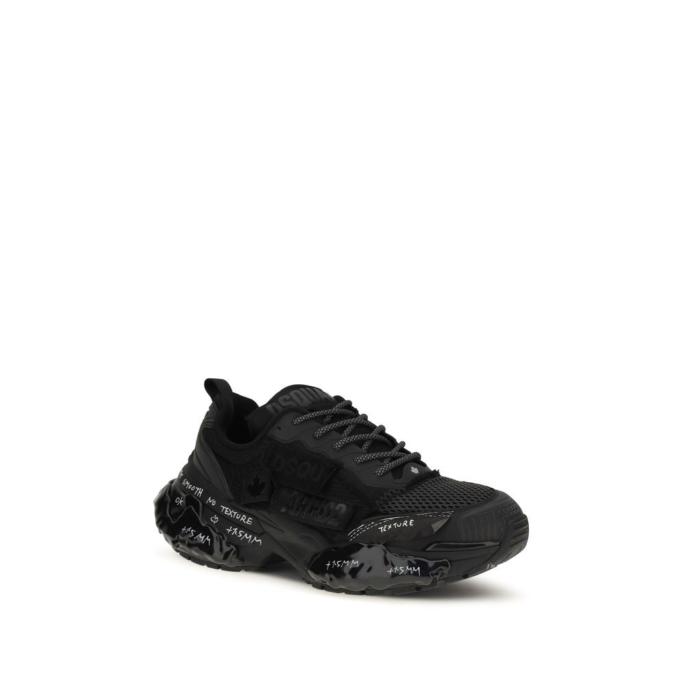 Black Polyester Athletic Sneakers