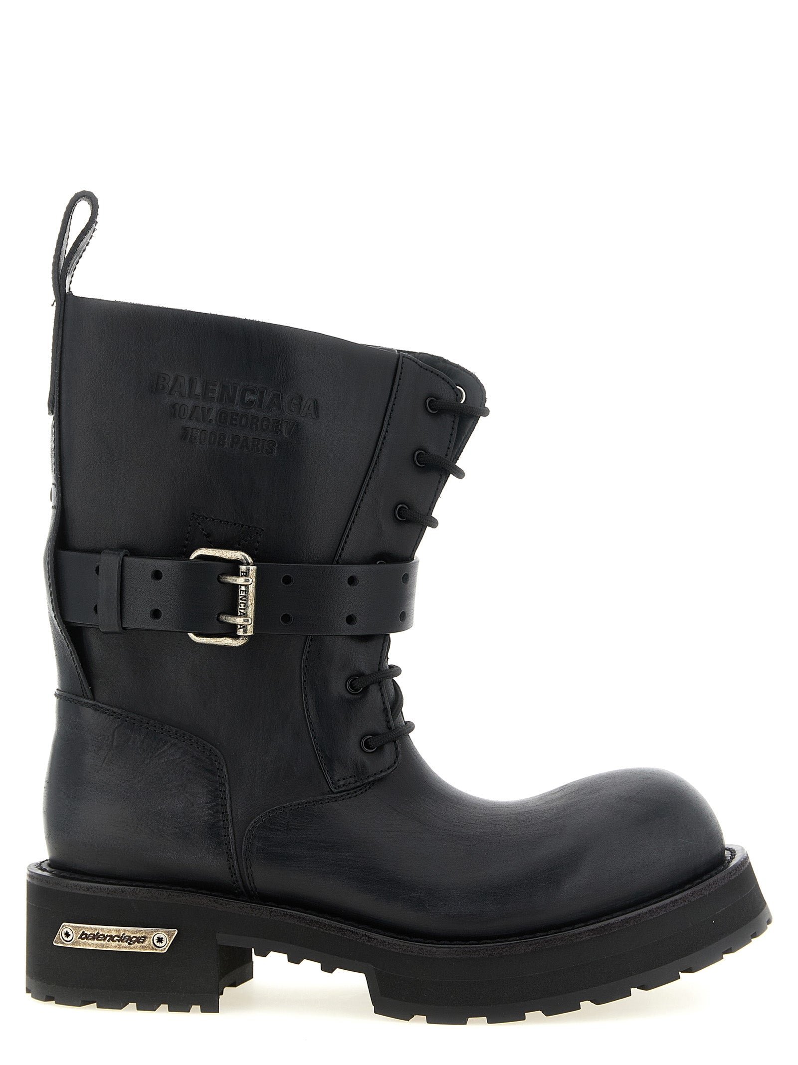 Balenciaga 100% Calfskin Leather Ankle Boots in Black