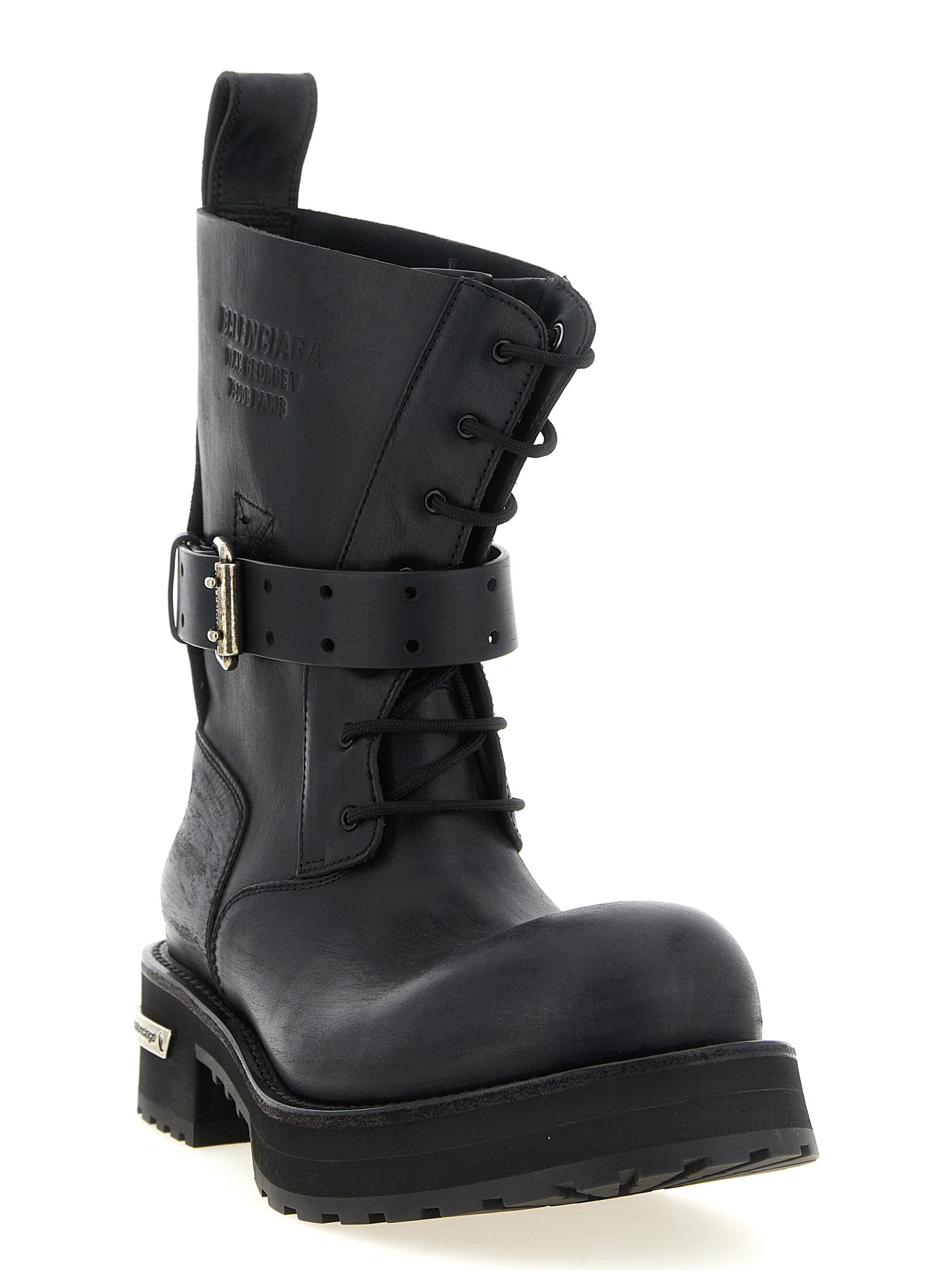 Balenciaga 100% Calfskin Leather Ankle Boots in Black