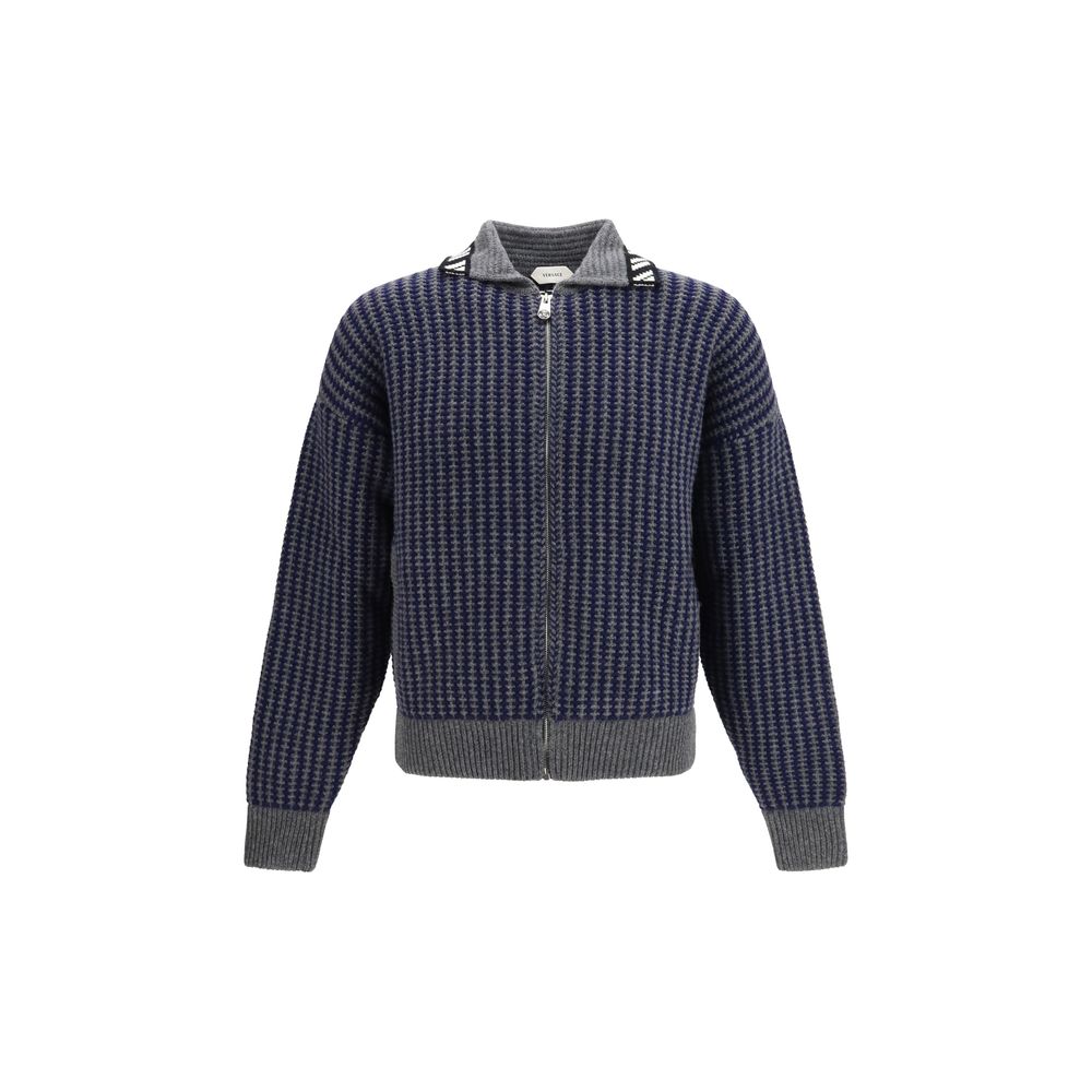 Versace 100% Merino Wool Cardigan in Grey