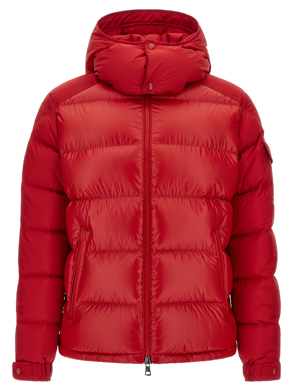 Moncler Maya 100% Polyester Full-Length Jacket in Red
