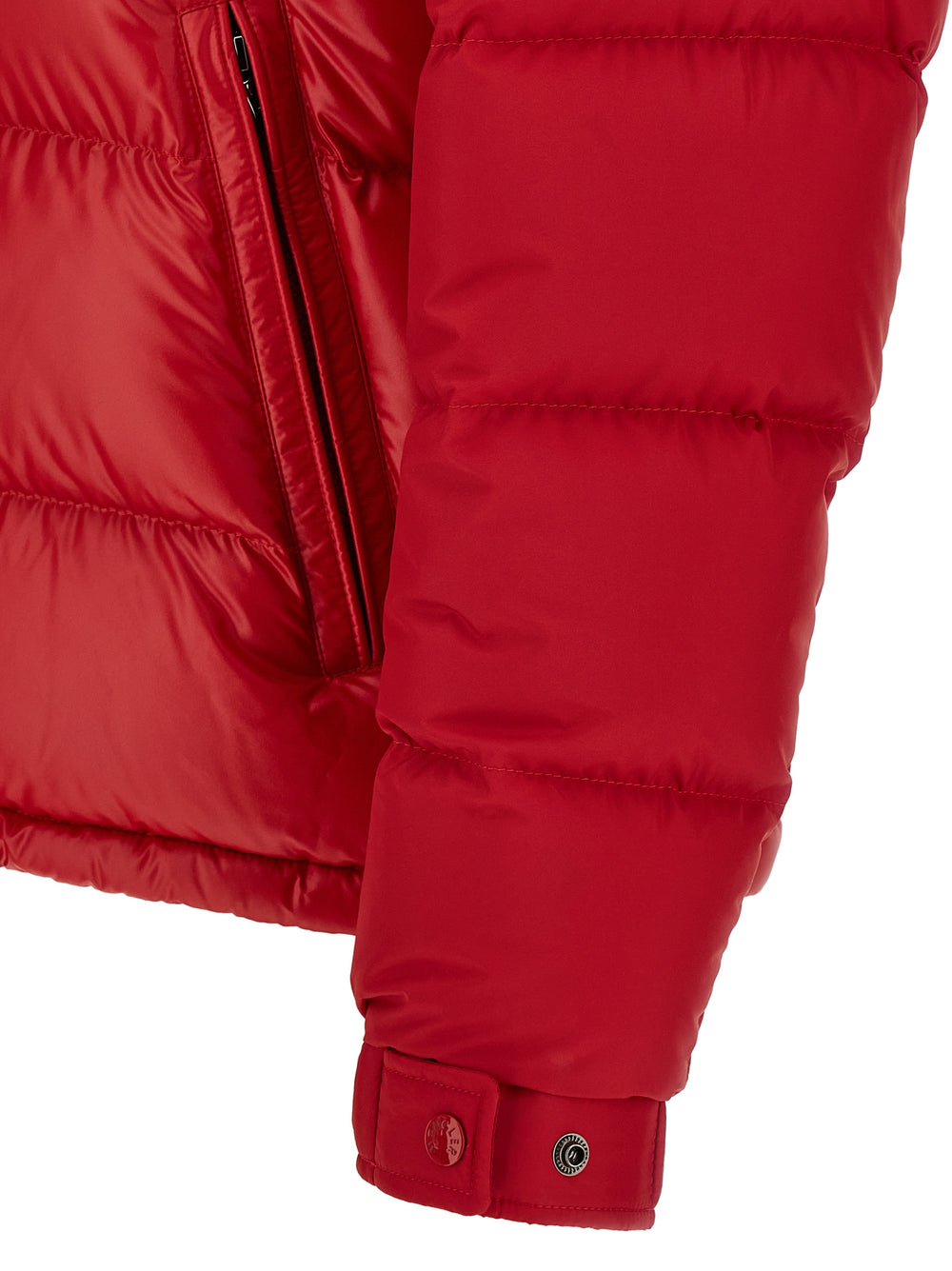 Moncler Maya 100% Polyester Full-Length Jacket in Red