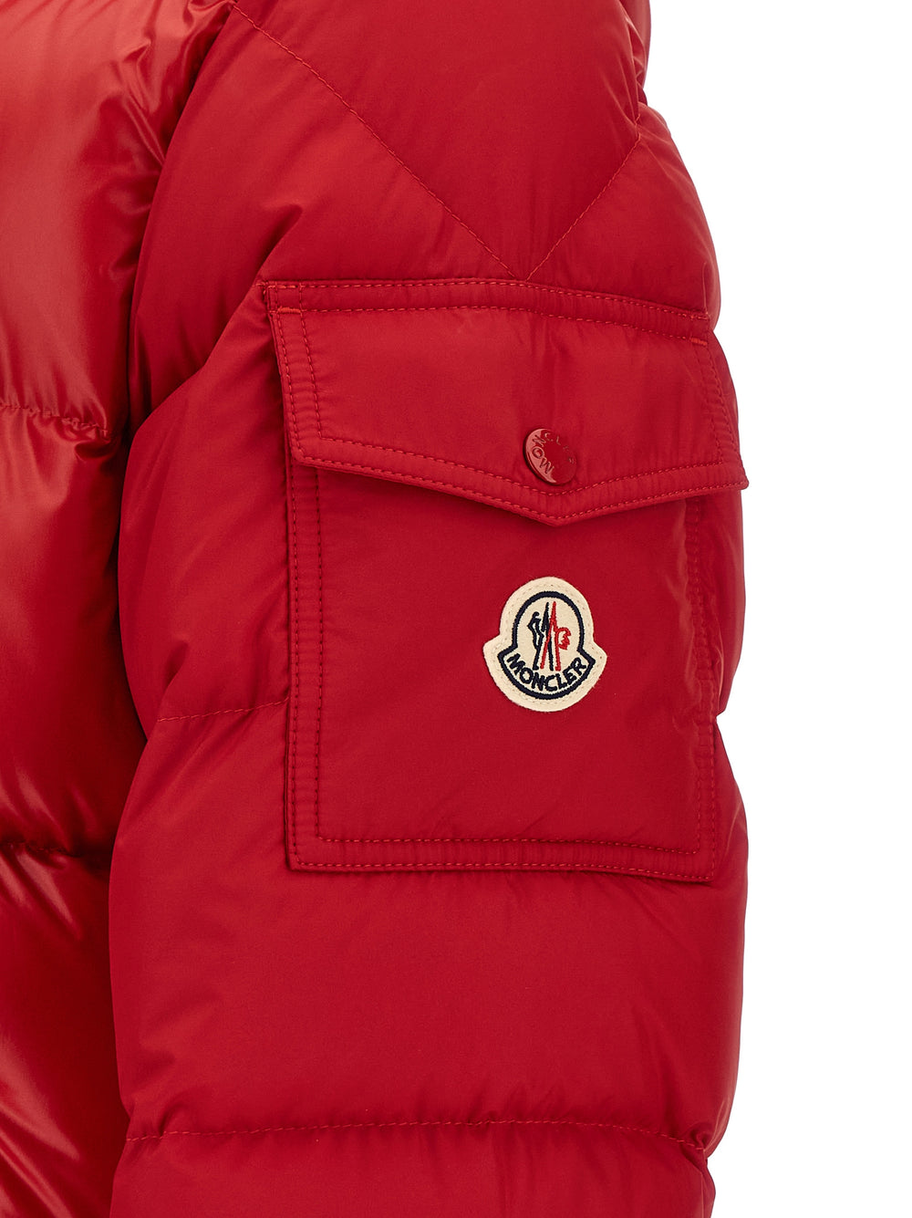 Moncler Maya 100% Polyester Full-Length Jacket in Red