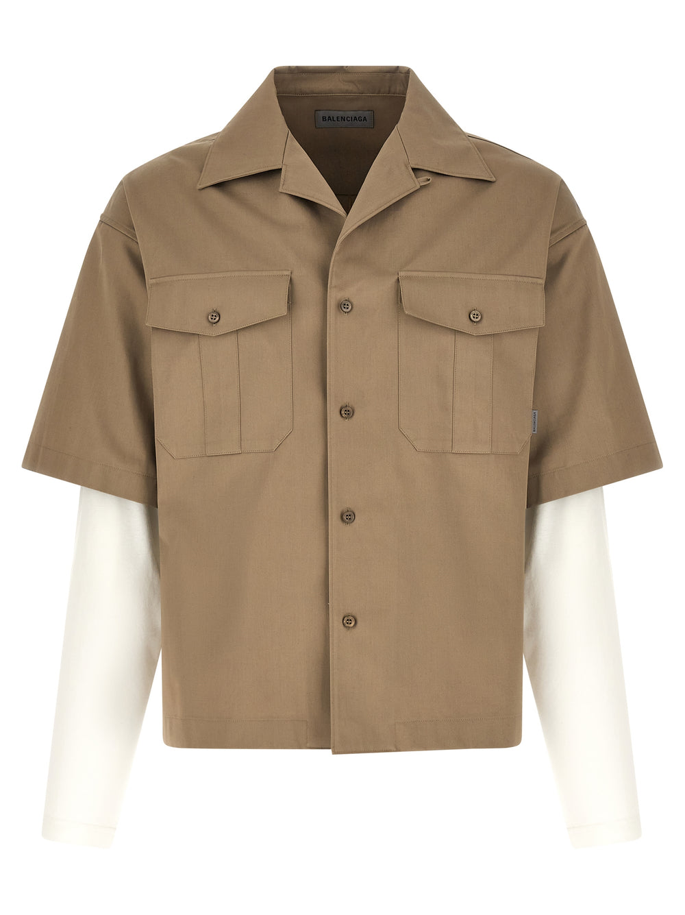 Balenciaga 100% Cotton Double-Layer Shirt in Beige