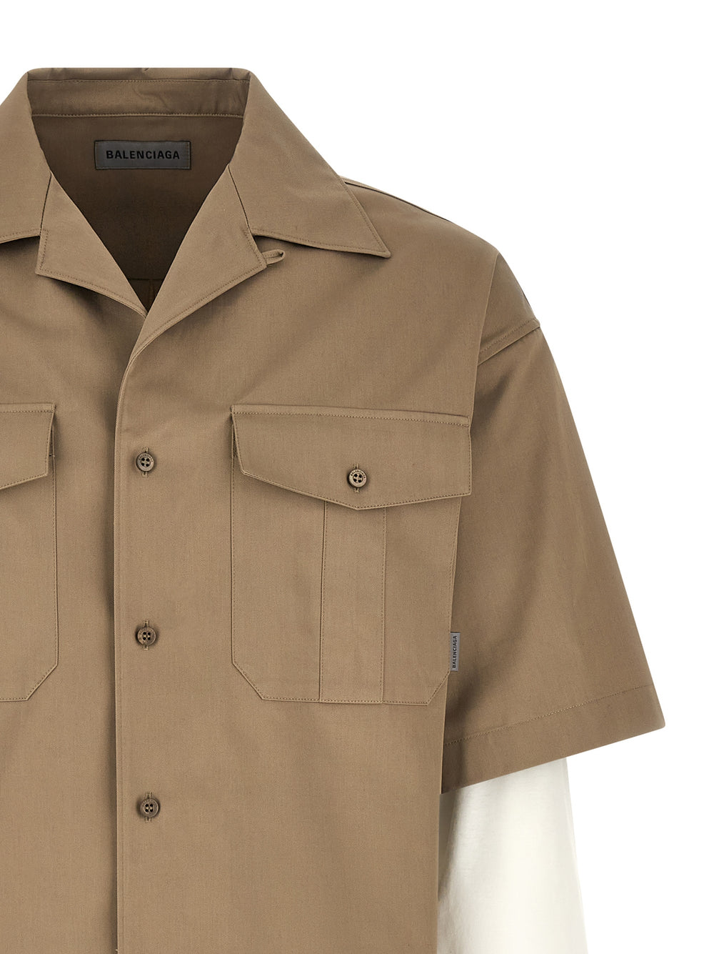 Balenciaga 100% Cotton Double-Layer Shirt in Beige