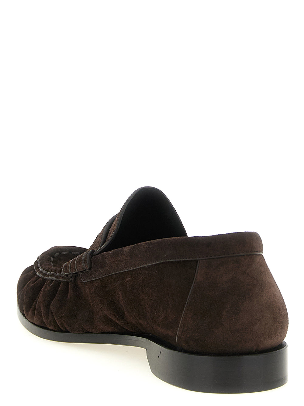 Saint Laurent Calfskin Slip-On Loafers in Brown