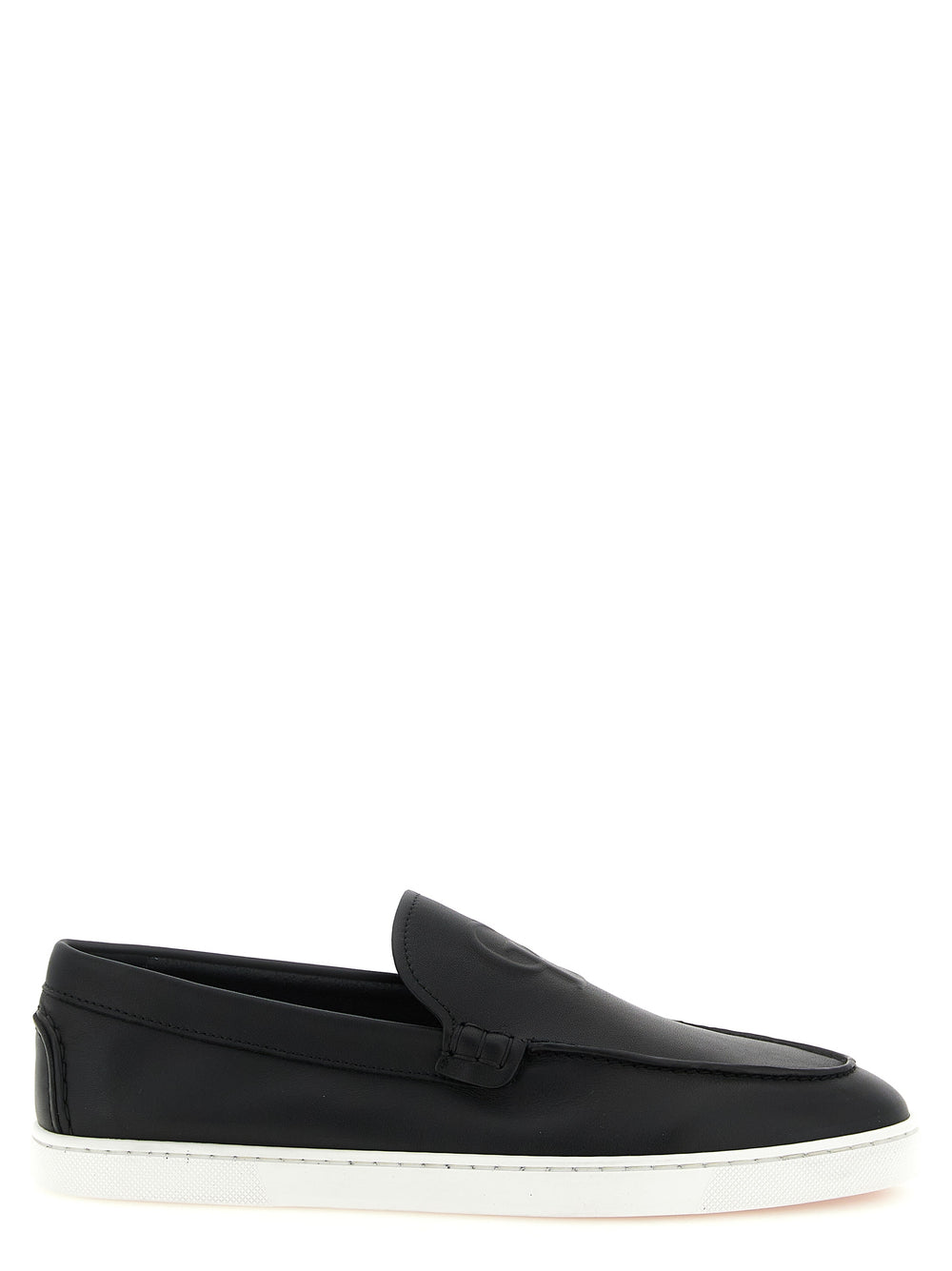 Christian Louboutin Calfskin Slip-On Loafers in Black