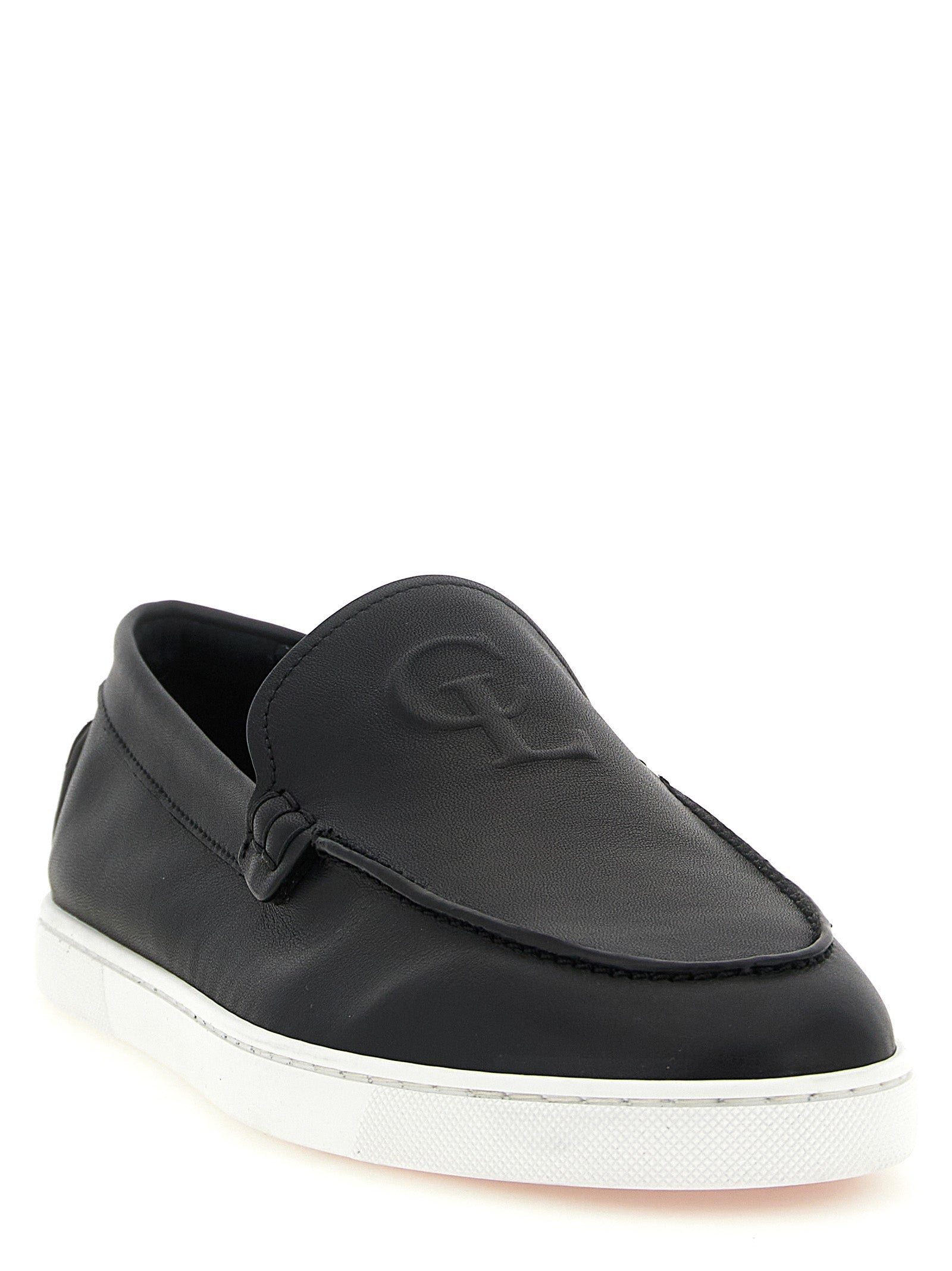 Christian Louboutin Calfskin Slip-On Loafers in Black