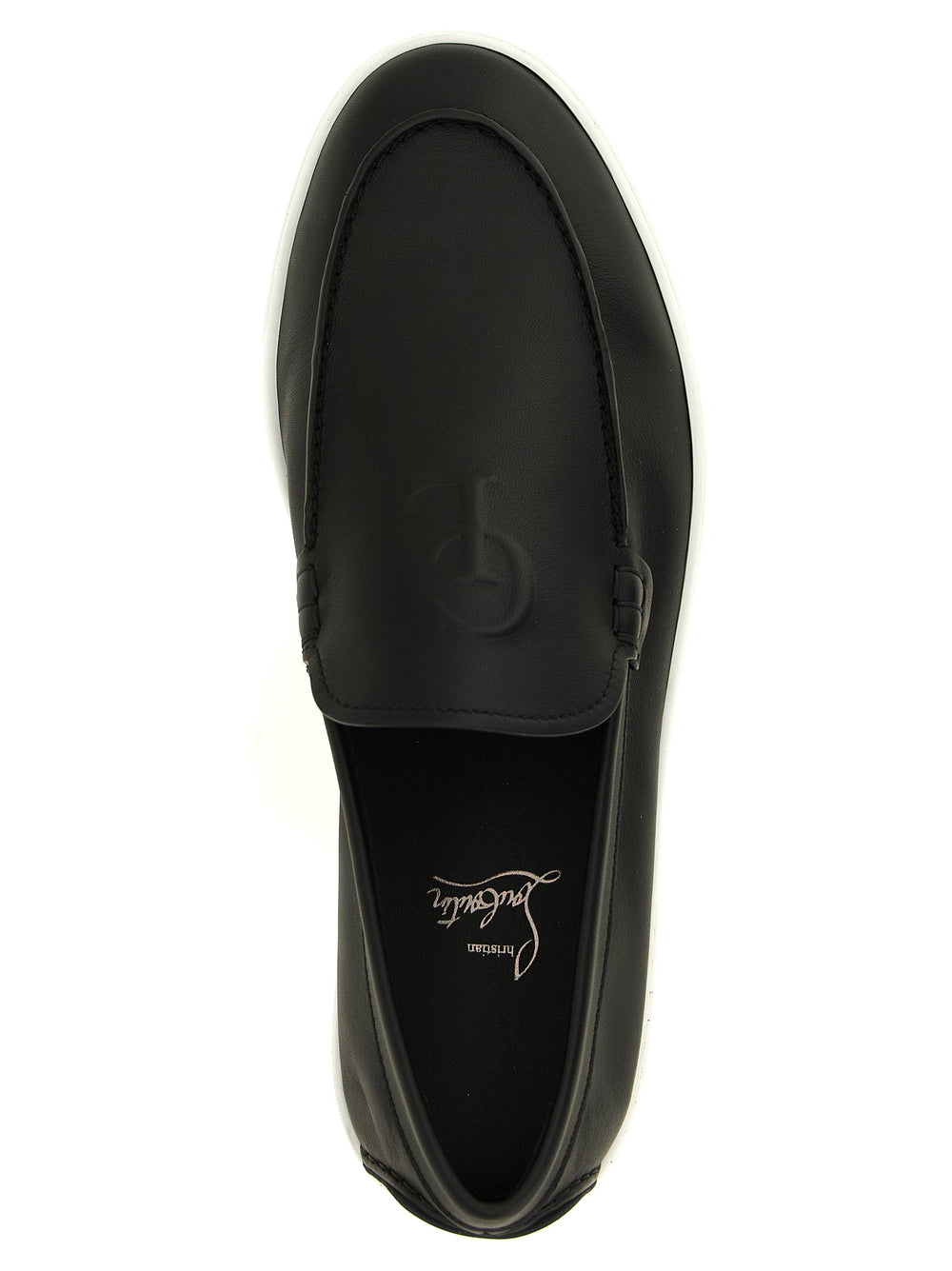 Christian Louboutin Calfskin Slip-On Loafers in Black
