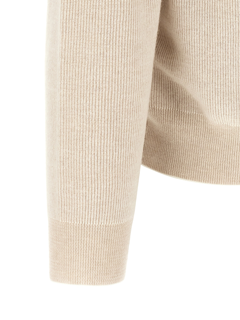 Brioni Cashmere-Wool Half-Zip Sweater in Beige