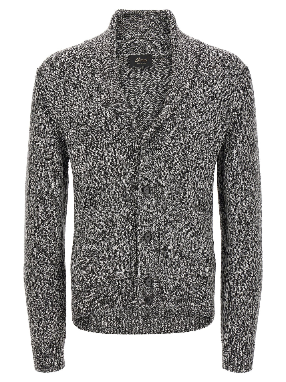 Brioni Bicolour Wool Cardigan in White and Black