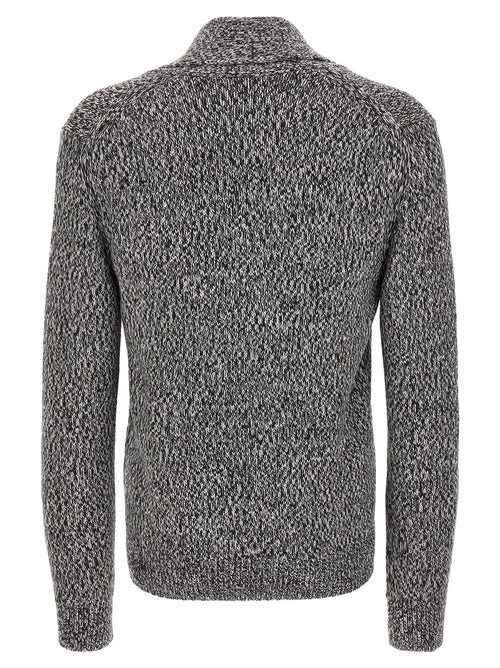 Brioni Bicolour Wool Cardigan in White and Black