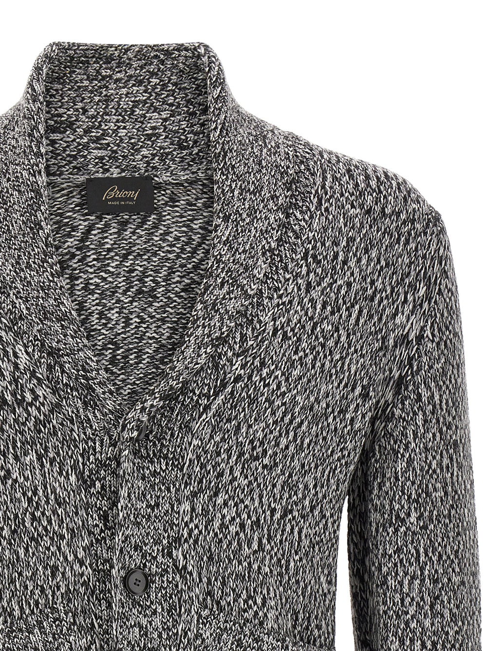 Brioni Bicolour Wool Cardigan in White and Black