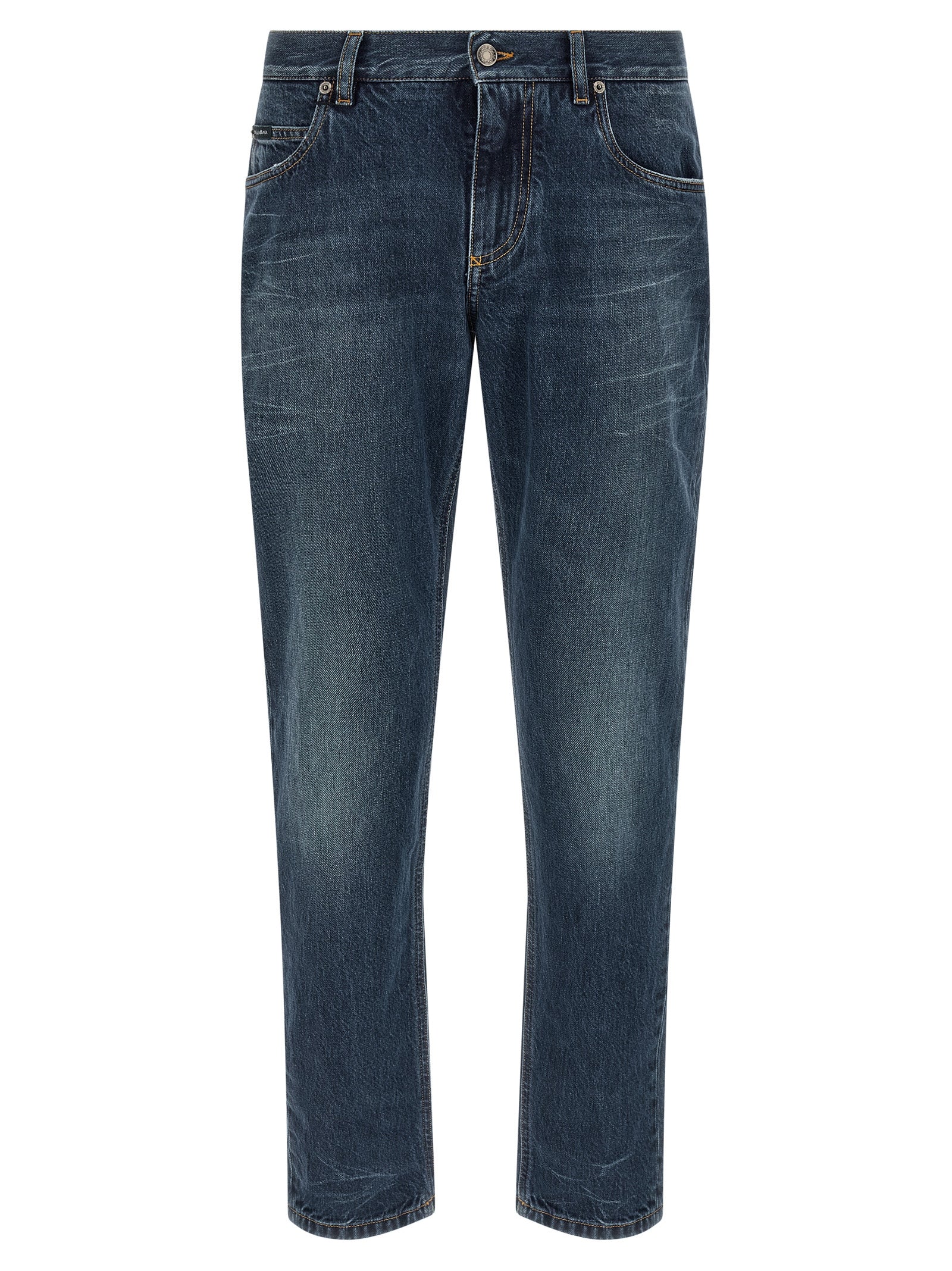 Dolce & Gabbana 100% Cotton Straight-Leg Jeans in Blue