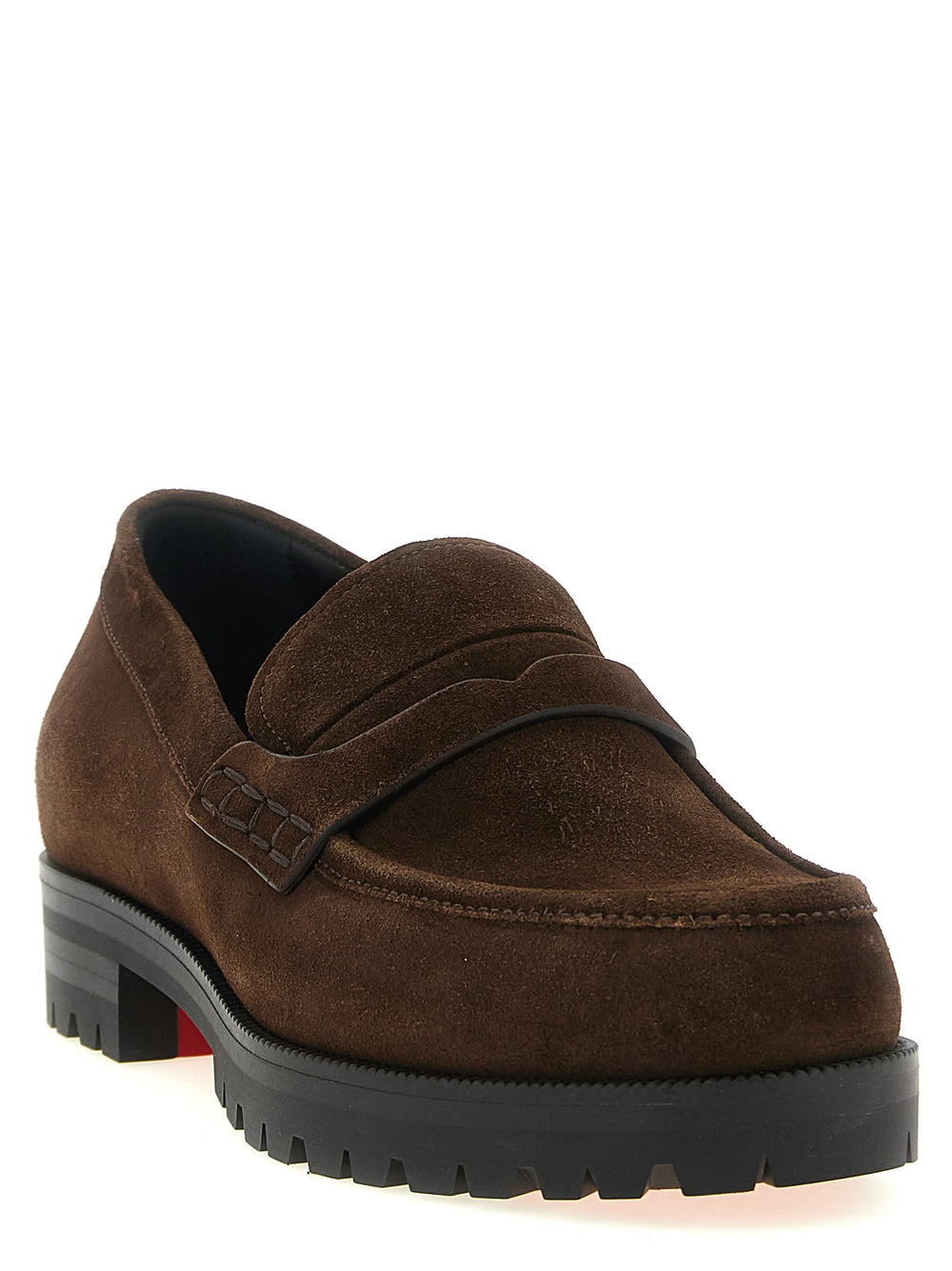 Christian Louboutin Cavavin Calfskin Slip-On Loafers in Brown