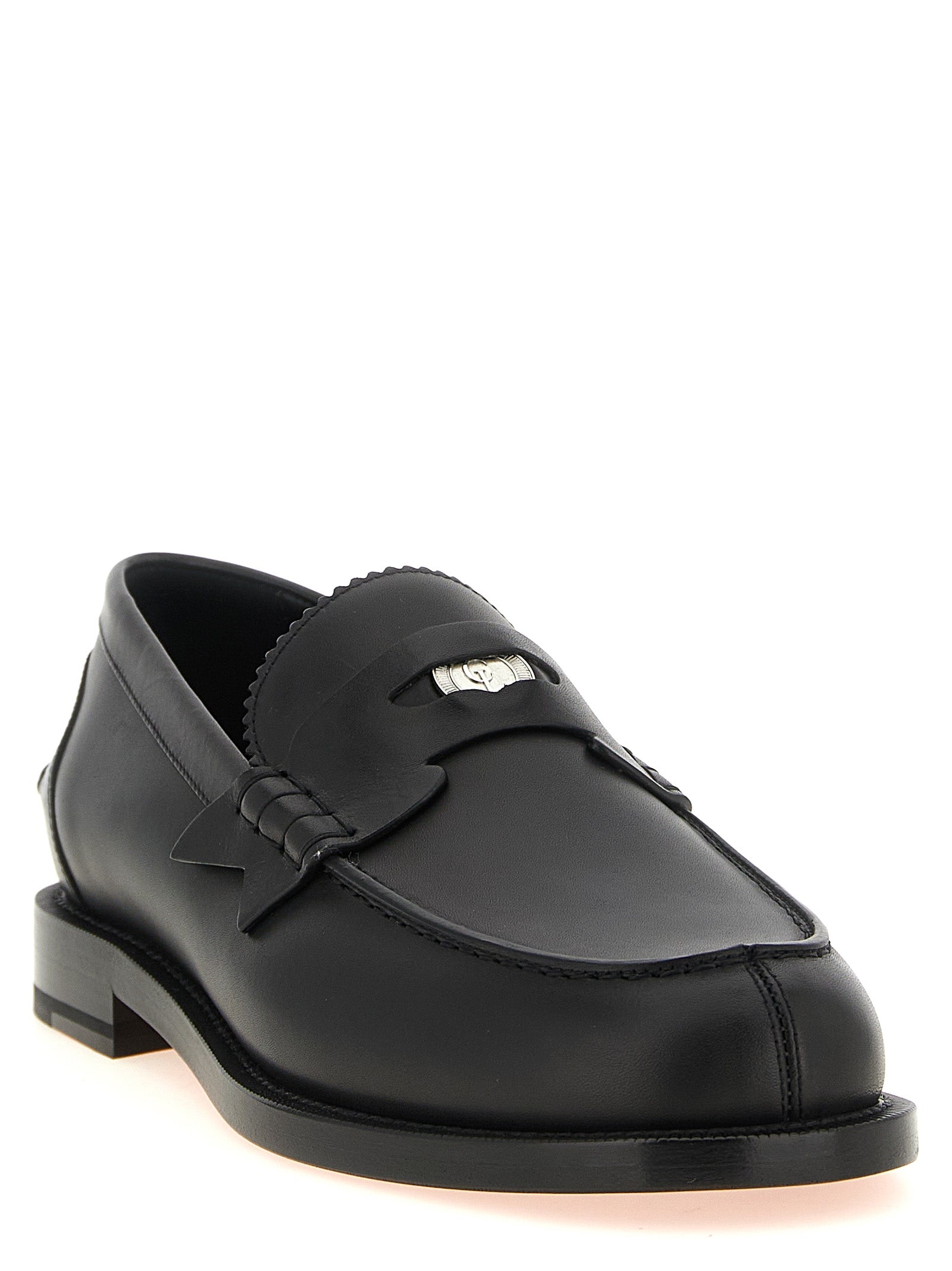 Christian Louboutin Calfskin Slip-On Loafers in Black