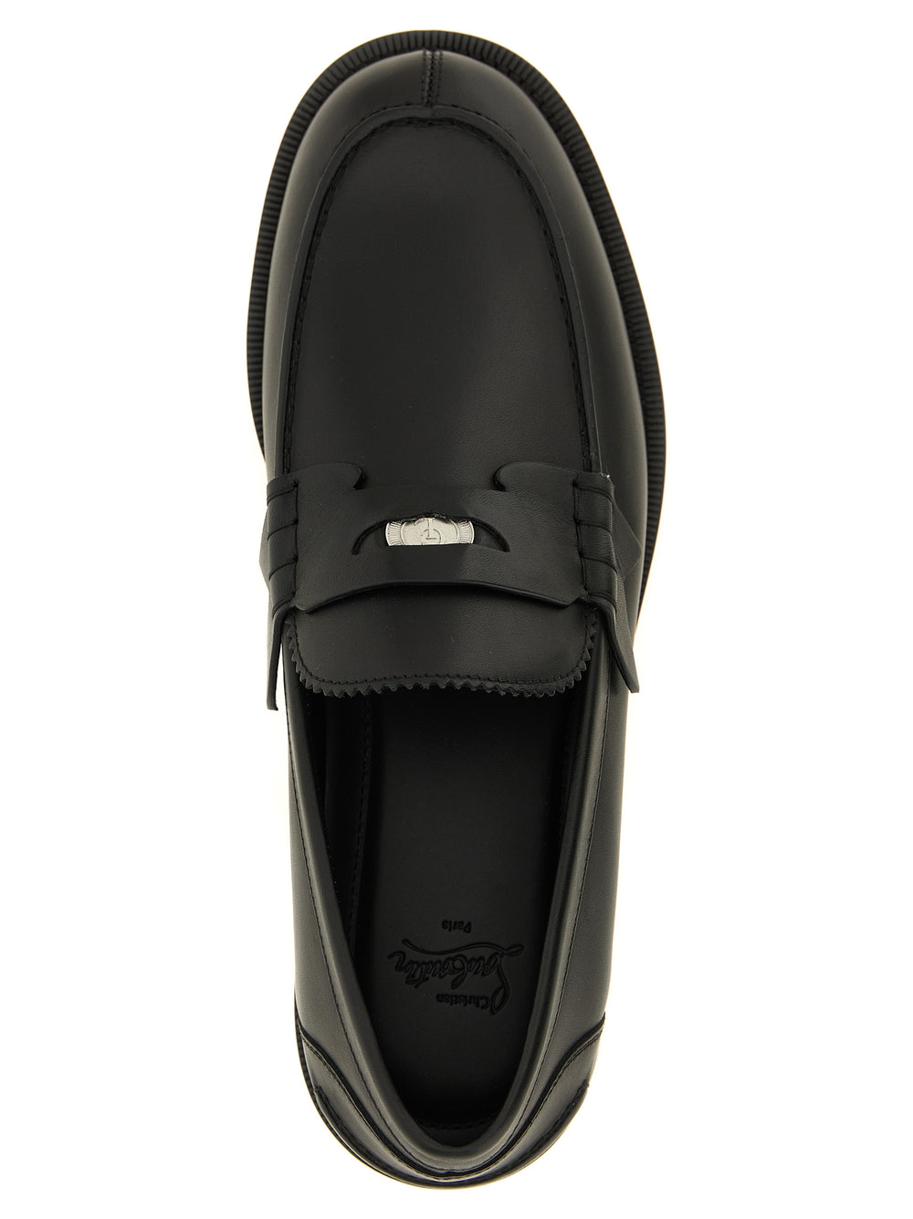 Christian Louboutin Calfskin Slip-On Loafers in Black