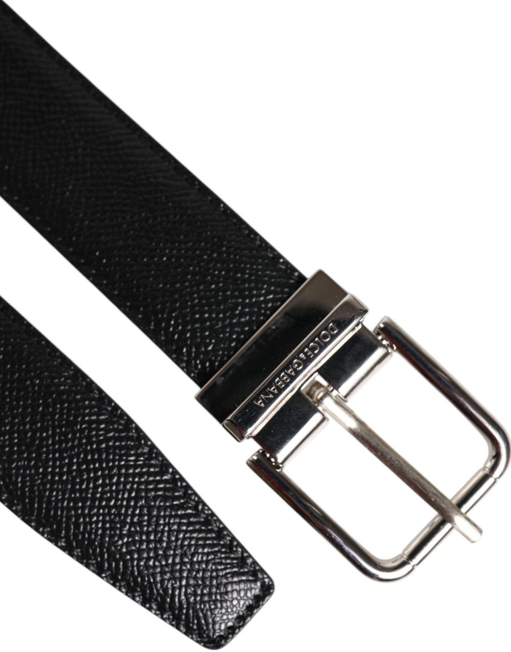Black Calf Leather Classic Silver Buckle Belt