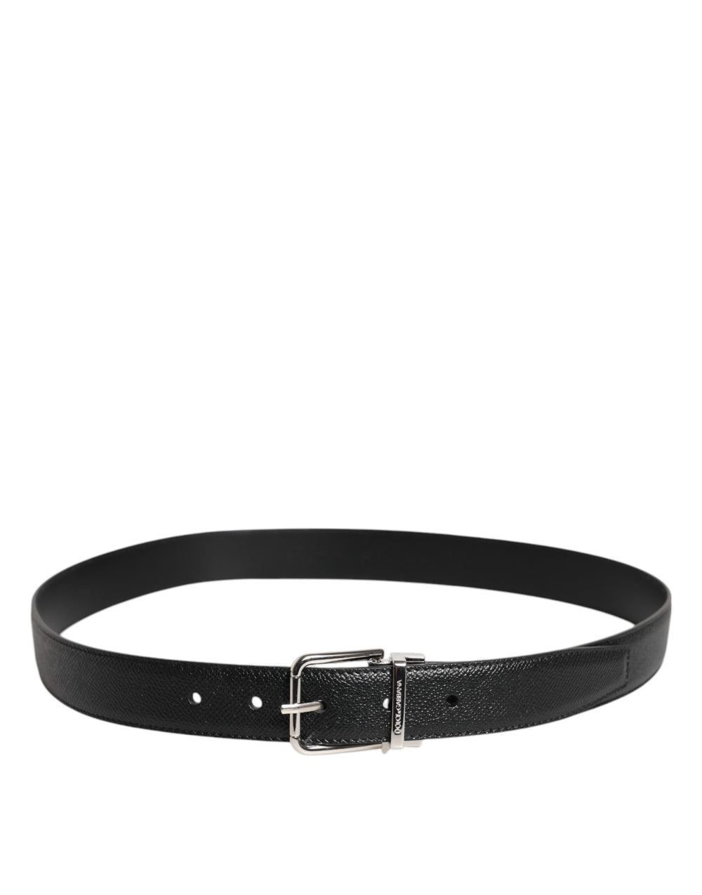 Black Calf Leather Classic Silver Buckle Belt